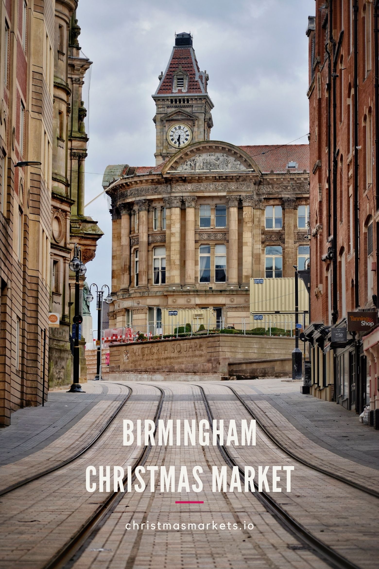 Birmingham Museum building and tram lines.