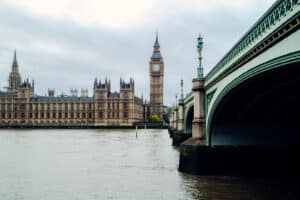 British Parliament building and Westminster Bridge