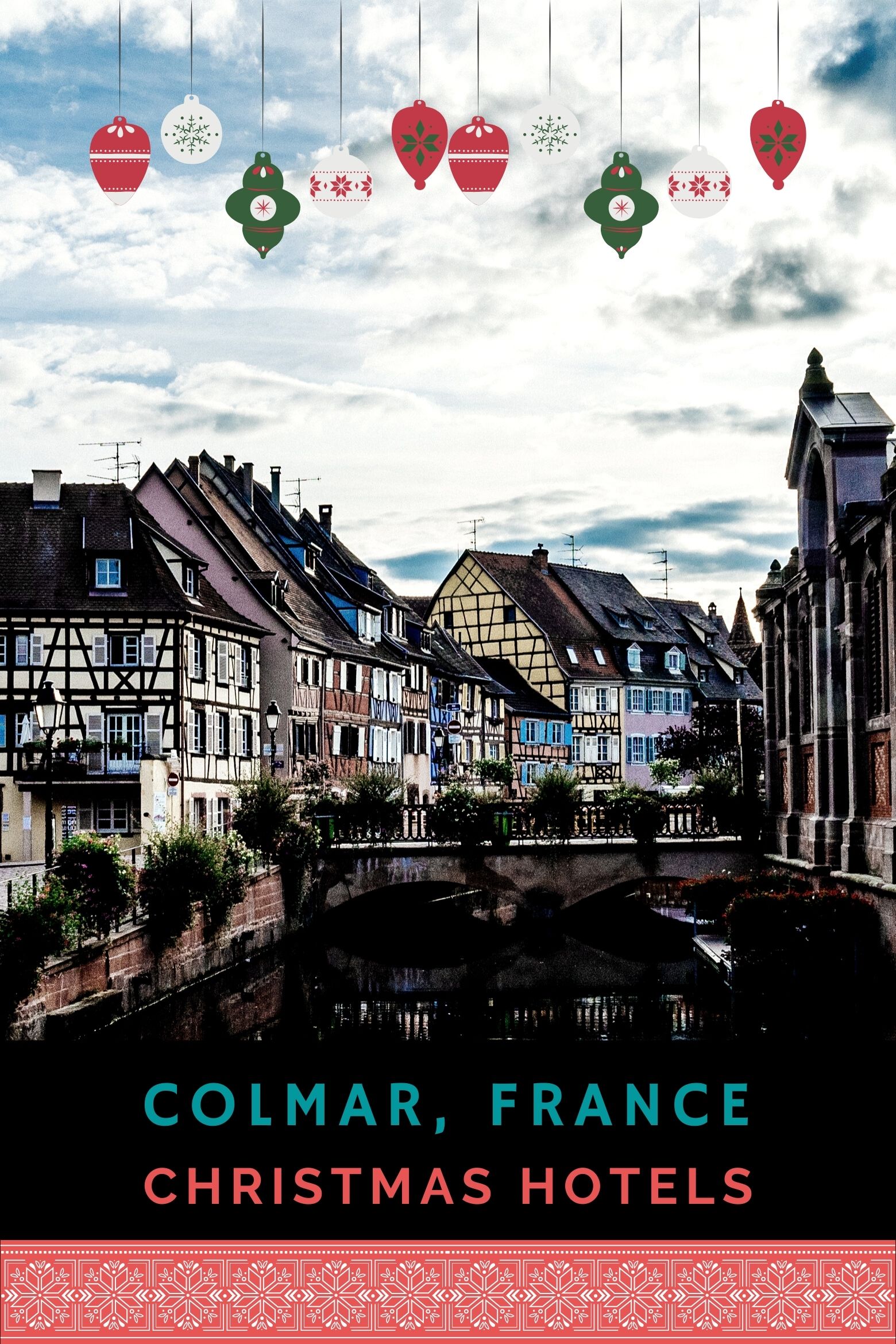 Half-timbered houses and canal in Colmar.