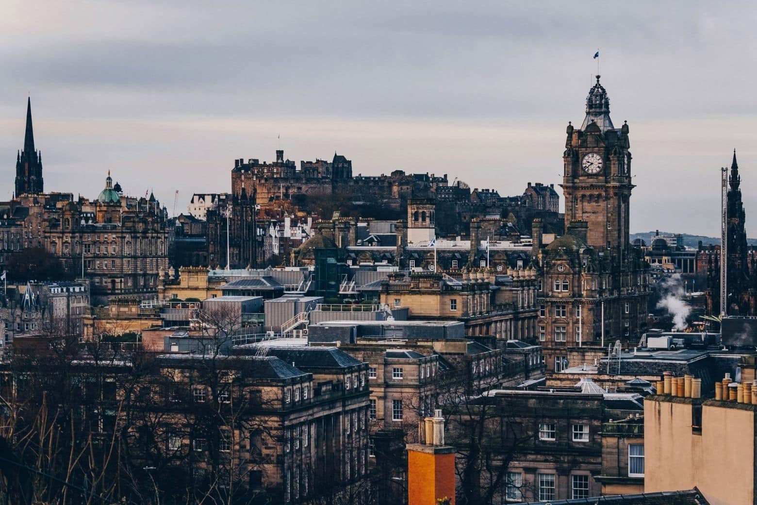 Edinburgh city skyline during winter.