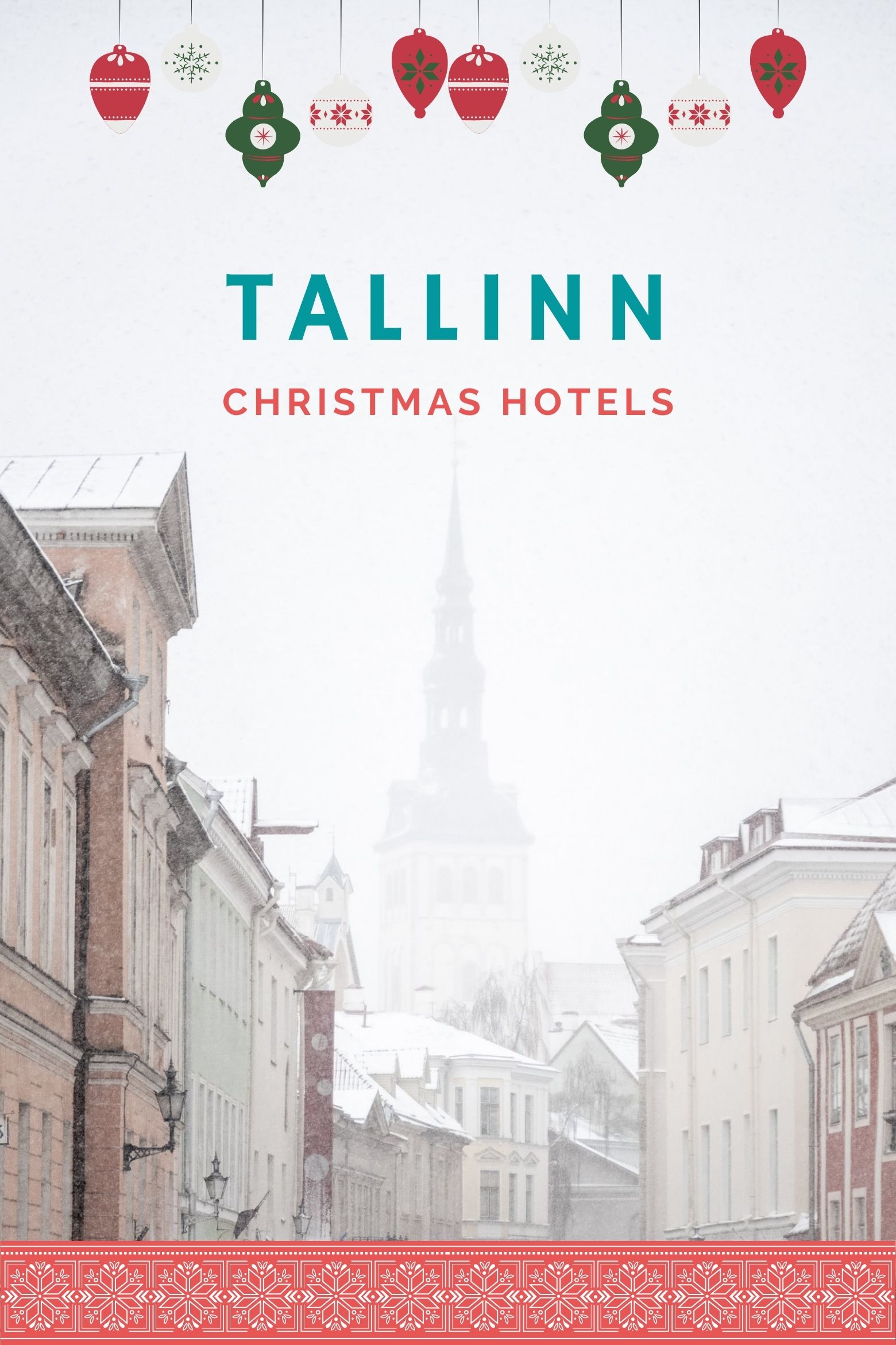 Tallinn old town while snowing.