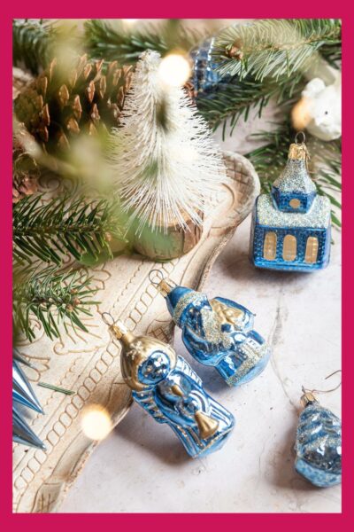 Vintage blue Danish Christmas decorations