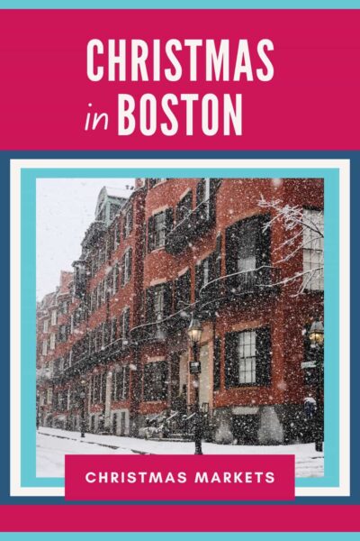 Red brick buildings with snow in the street in Boston.
